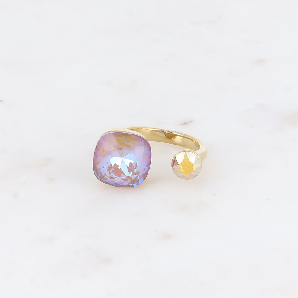 Bague - ornée de 2 cristaux de Swarovski® - Cappuchino delite & Metallic sunshine
