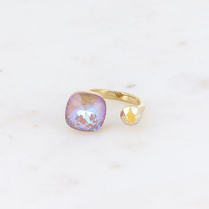 Bague - ornée de 2 cristaux de Swarovski® - Cappuchino delite & Metallic sunshine
