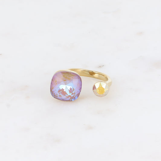Bague - ornée de 2 cristaux de Swarovski® - Cappuchino delite & Metallic sunshine