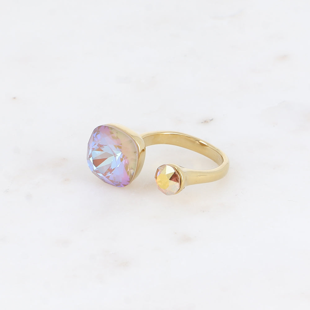 Bague - ornée de 2 cristaux de Swarovski® - Cappuchino delite & Metallic sunshine