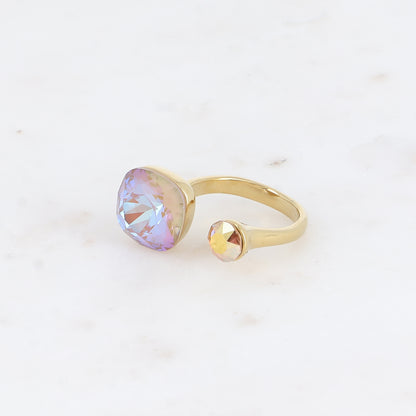 Bague - ornée de 2 cristaux de Swarovski® - Cappuchino delite & Metallic sunshine