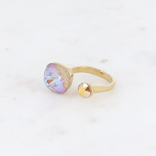Bague - ornée de 2 cristaux de Swarovski® - Cappuchino delite & Metallic sunshine