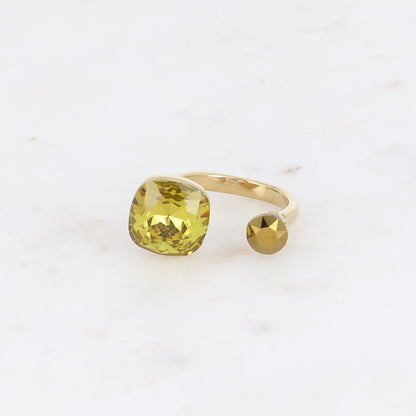 Bague - ornée de 2 cristaux de Swarovski® - Lime old & Black diamond