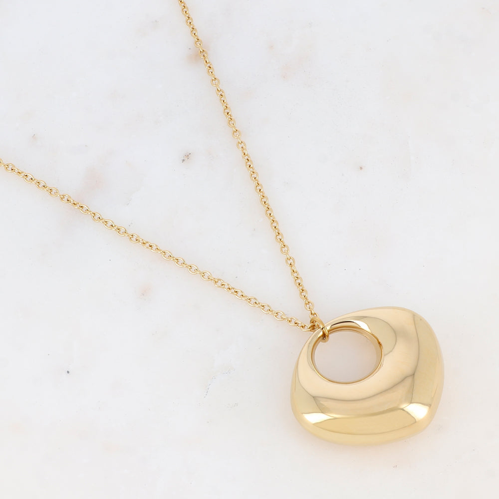 Sautoir avec pendentif géométrique bombé effet miroir (80+10CM)