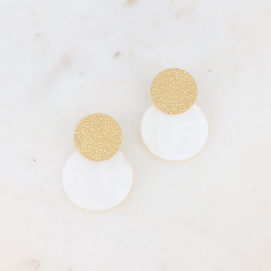 B.O à puce avec pièce ronde martelée et nacre 3 x 4,4 cm