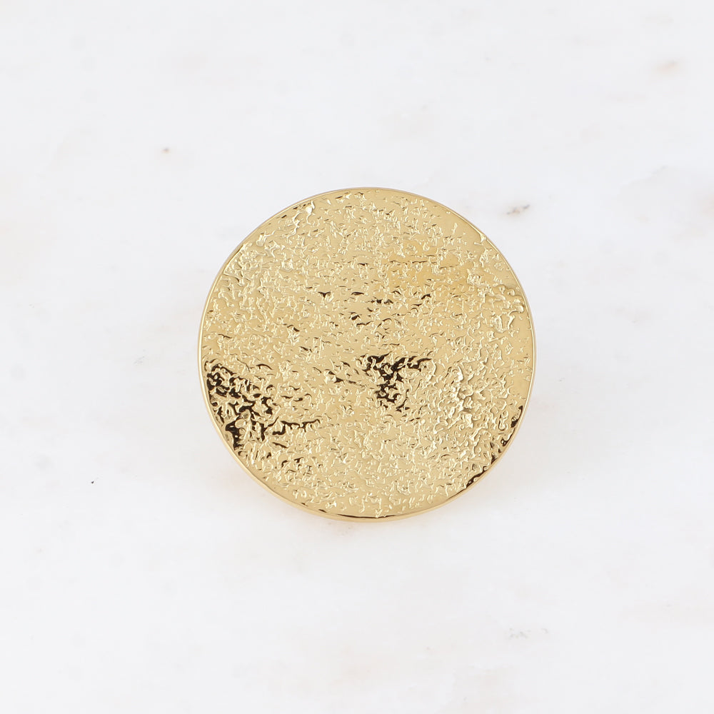 Bague - grande pièce ronde texturée