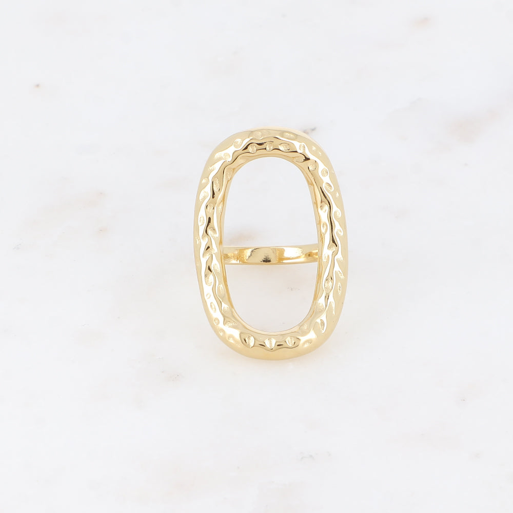 Bague - grand ovale ajouré et texturé