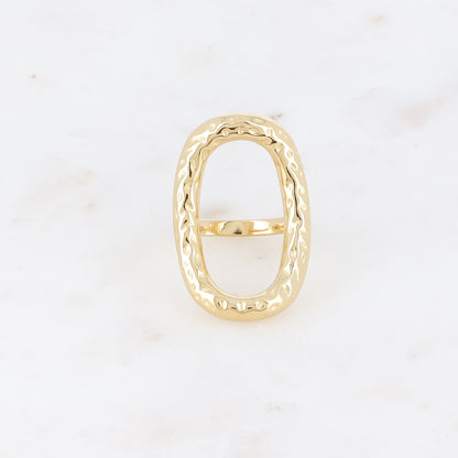 Bague - grand ovale ajouré et texturé