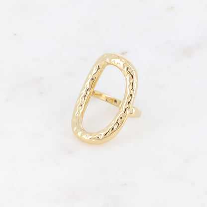 Bague - grand ovale ajouré et texturé