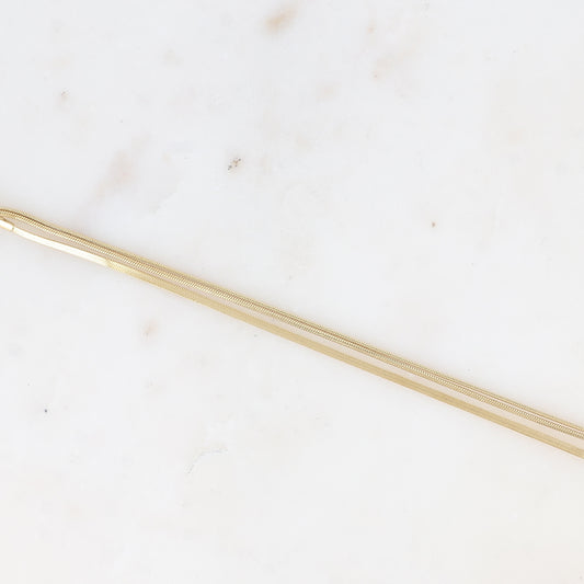 Bracelet 3 rangs - 2 mailles serpent et une maille miroir (16+3 cm)