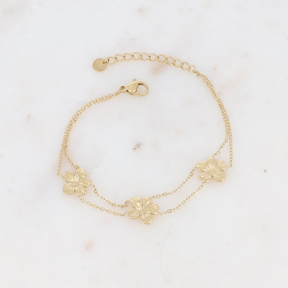 Bracelet double rangs avec fleur