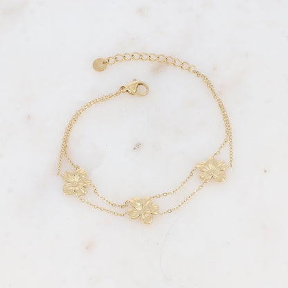 Bracelet double rangs avec fleur