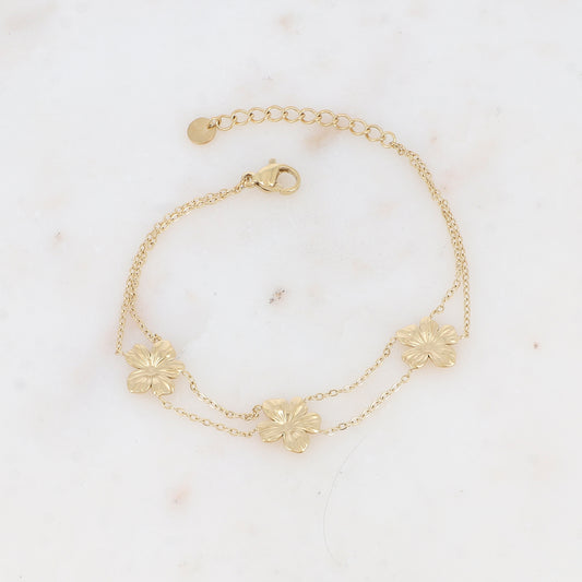 Bracelet double rangs avec fleur
