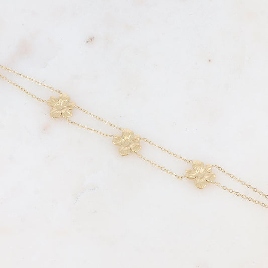 Bracelet double rangs avec fleur