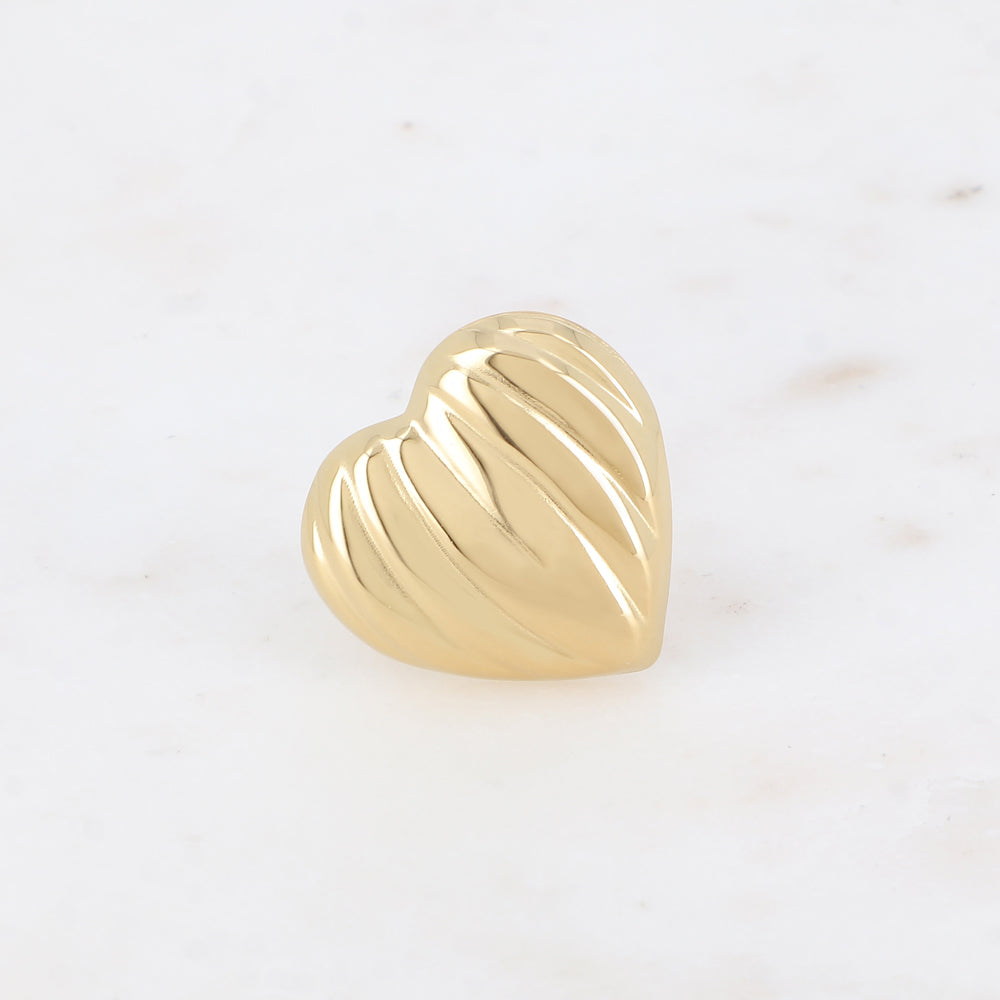 Bague - grand cœur strié