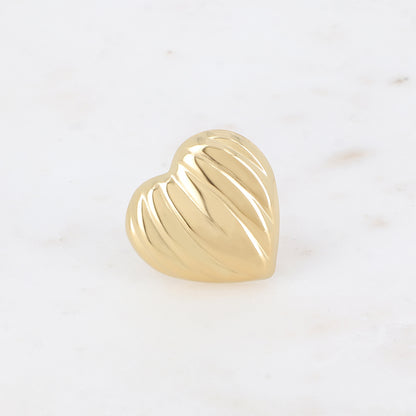 Bague - grand cœur strié
