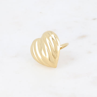 Bague - grand cœur strié