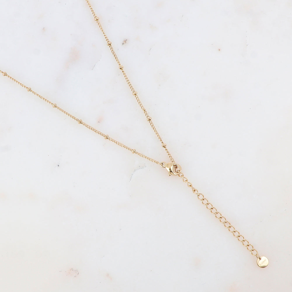 Sautoir avec anneaux géométriques, soleil et perle d'eau douce (85+5CM)
