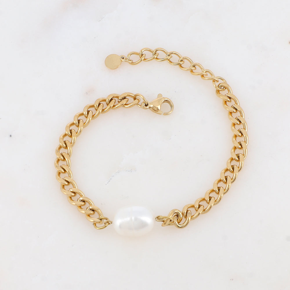 Bracelet en maille avec perle d'eau douce