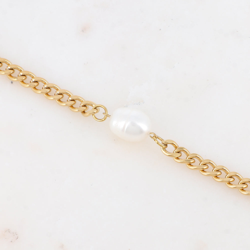 Bracelet en maille avec perle d'eau douce