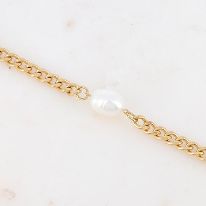 Bracelet en maille avec perle d'eau douce