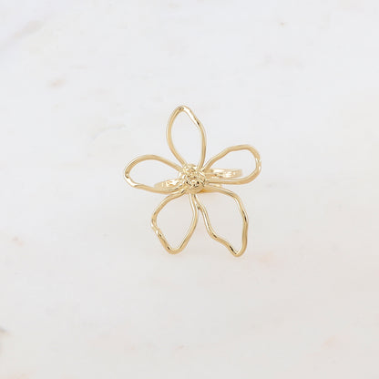 Bague fine martelée avec fleur