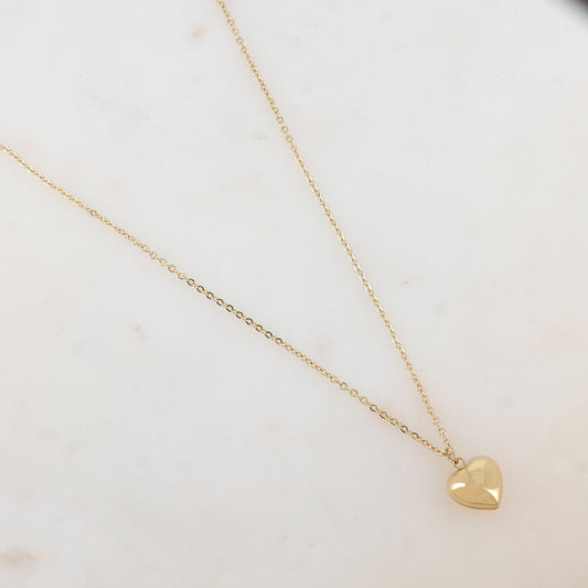 Sautoir avec petit pendentif cœur lisse, bombé et avec effet miroir (65+5CM)