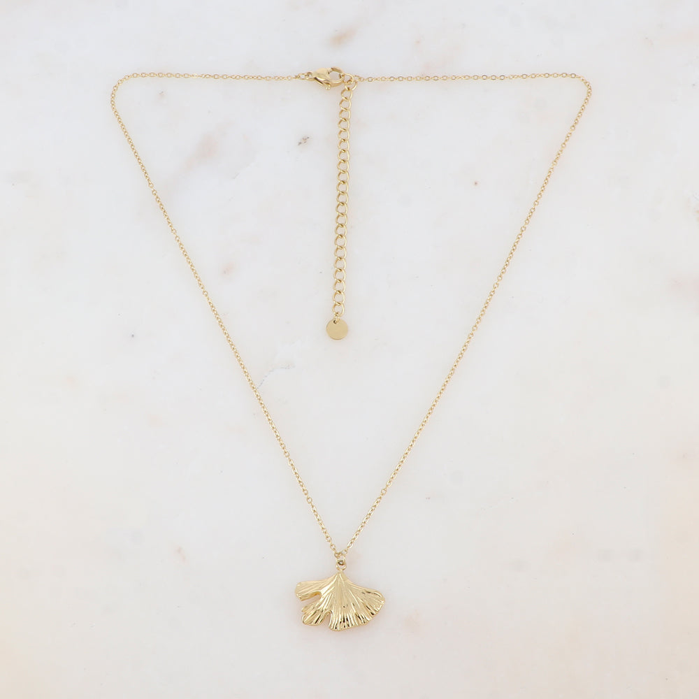 Collier avec pendentif en feuille de ginkgo (39+5CM)
