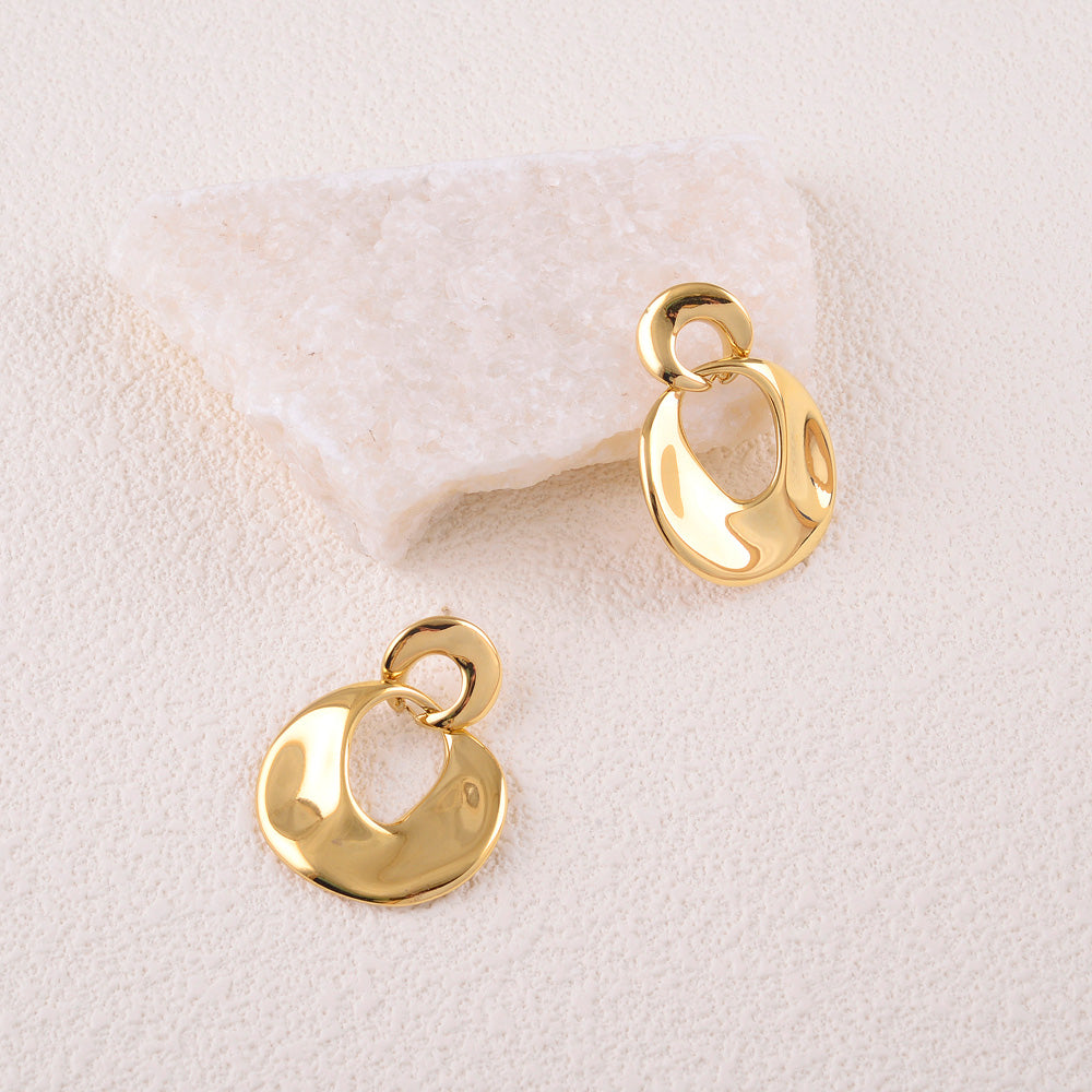 Boucles pendantes - double anneau ondulé 28x38 mm