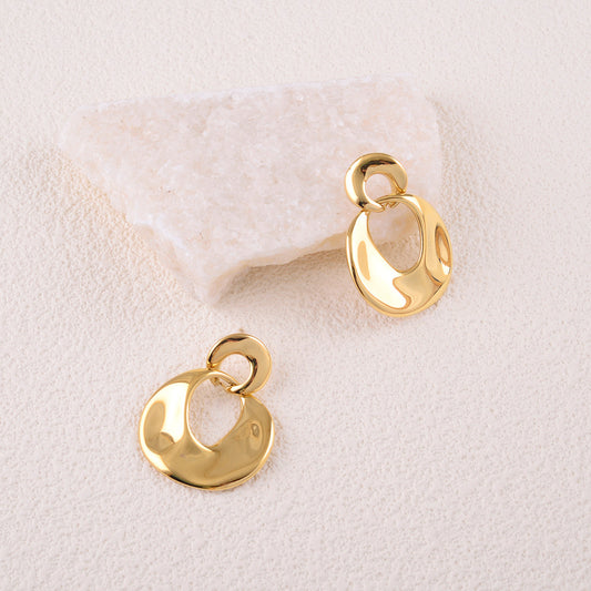 Boucles pendantes - double anneau ondulé 28x38 mm