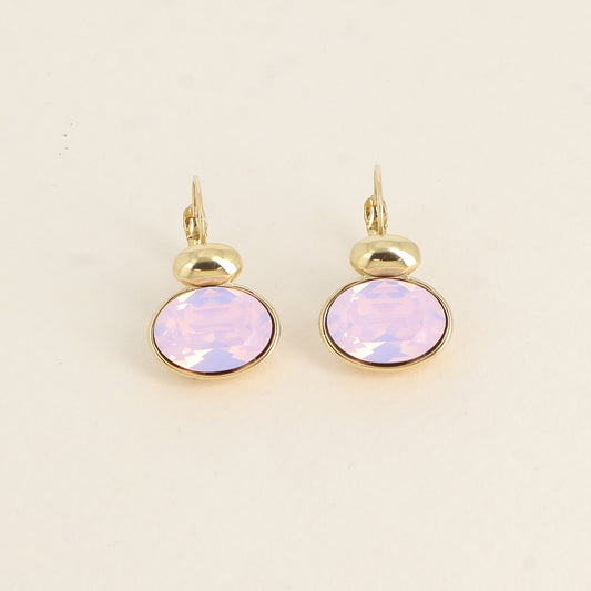 Boucles dorées - ornées de cristaux de Swarovski® - Rose water opal