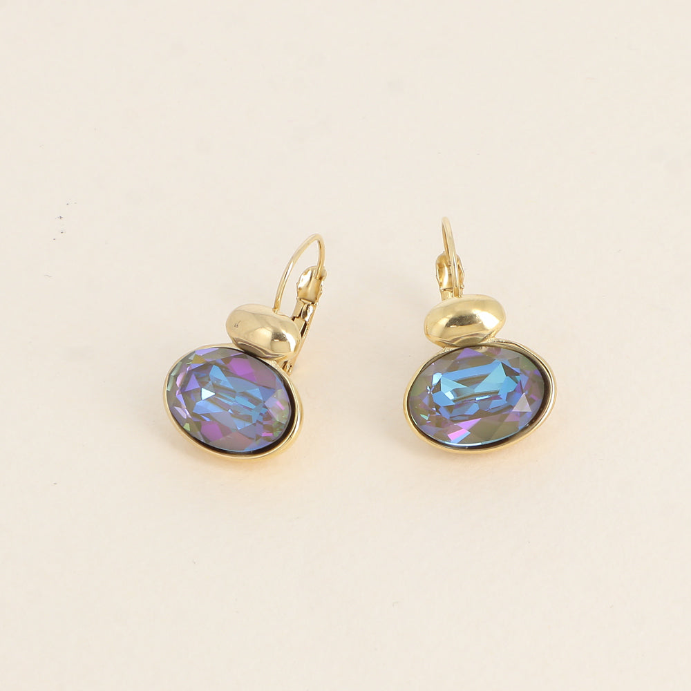 Boucles dorées - ornées de cristaux de Swarovski® - Army green delite