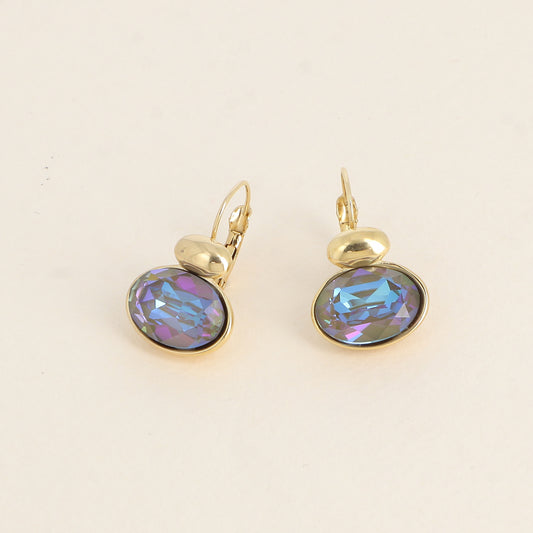 Boucles dorées - ornées de cristaux de Swarovski® - Army green delite
