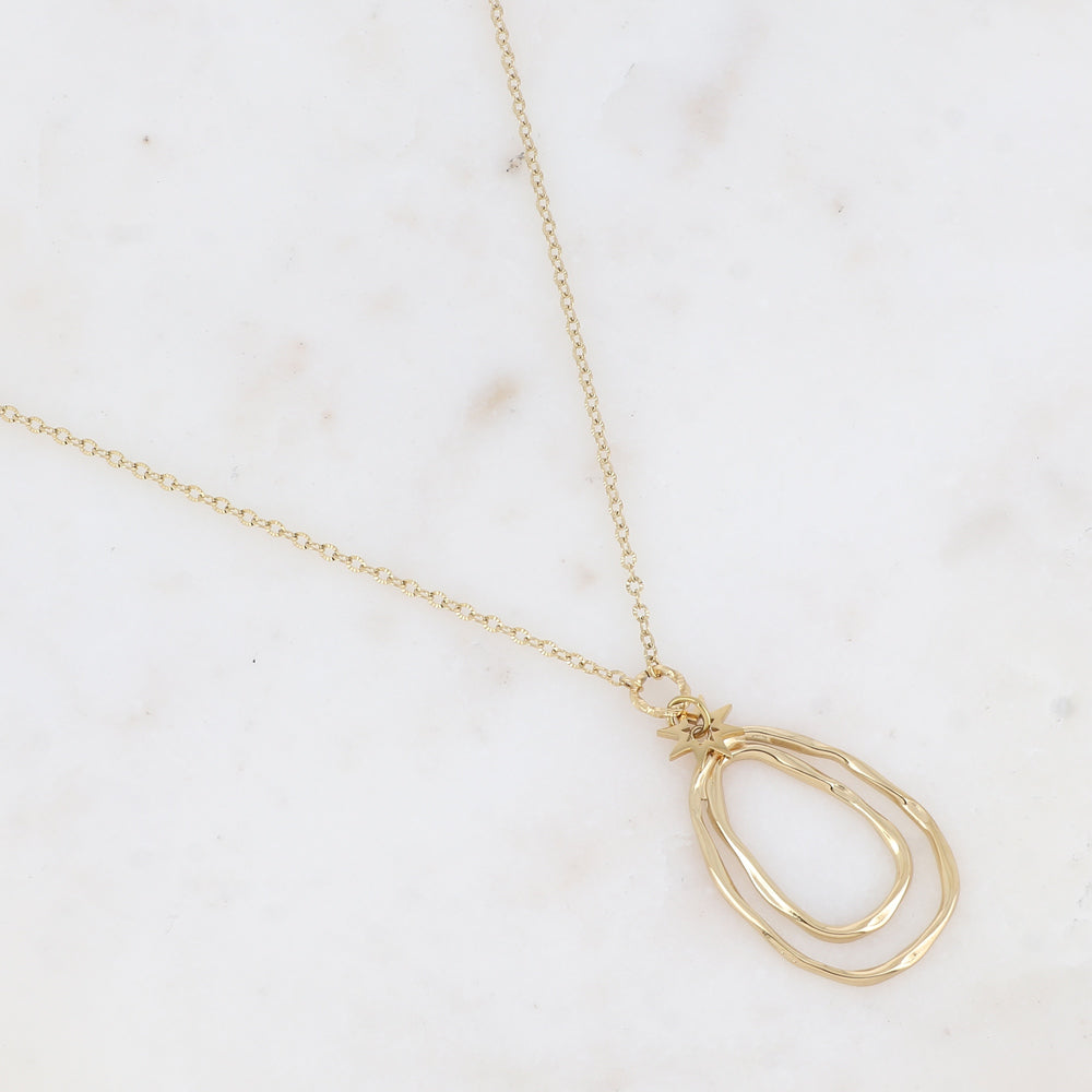 Sautoir avec un pendentif en multi-anneaux (70+5CM)