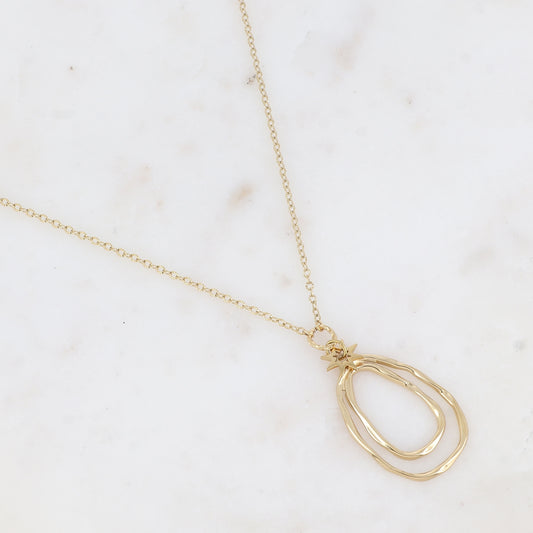 Sautoir avec un pendentif en multi-anneaux (70+5CM)