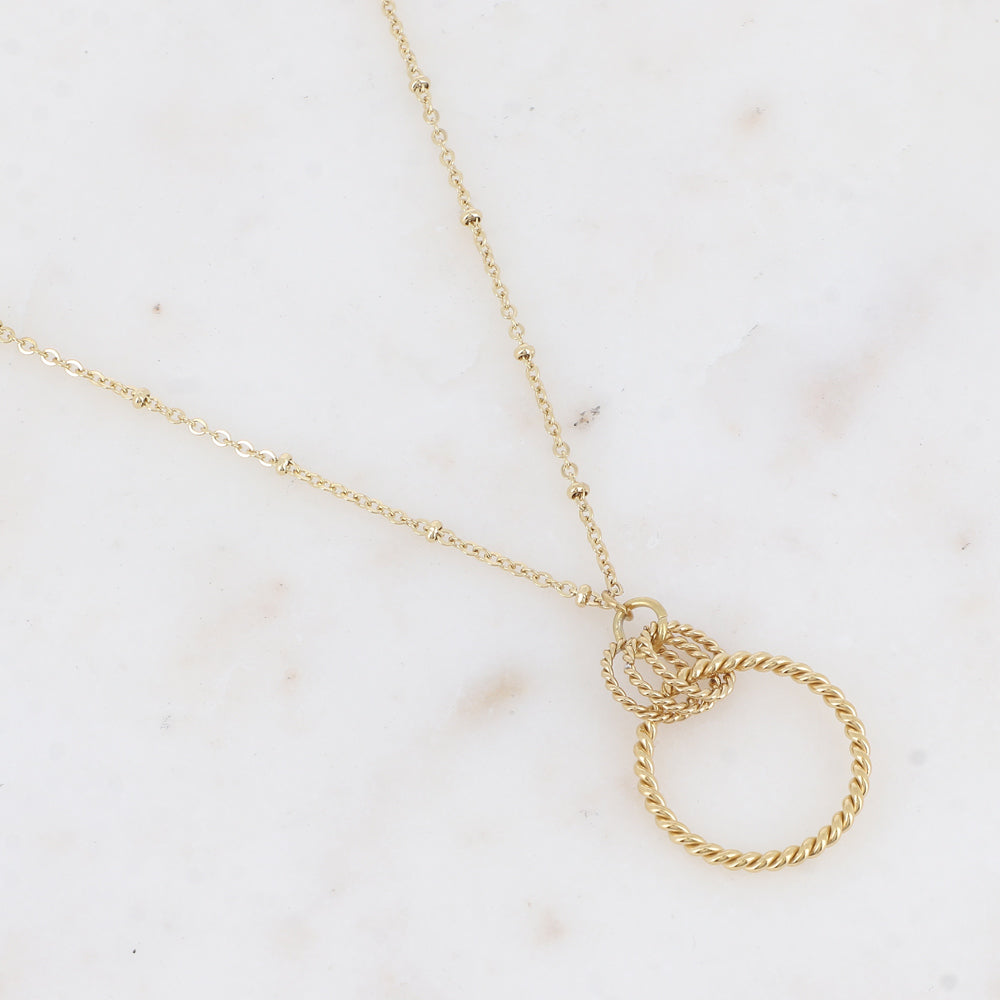 Collier avec 4 anneaux torsadés (38+5CM)