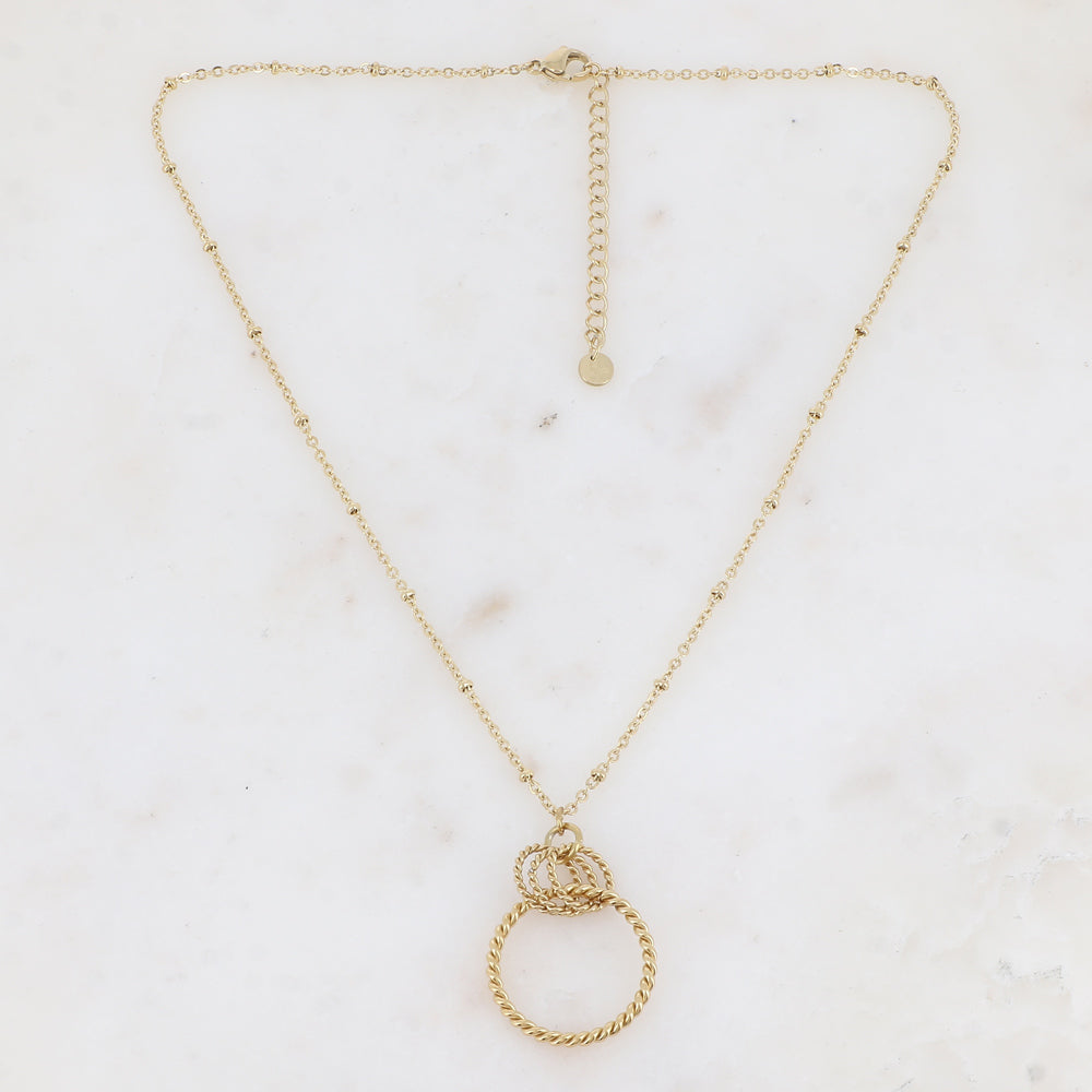 Collier avec 4 anneaux torsadés (38+5CM)