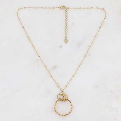 Collier avec 4 anneaux torsadés (38+5CM)