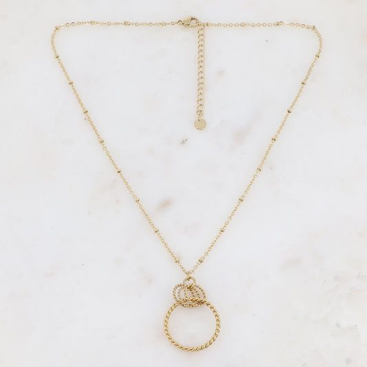 Collier avec 4 anneaux torsadés (38+5CM)