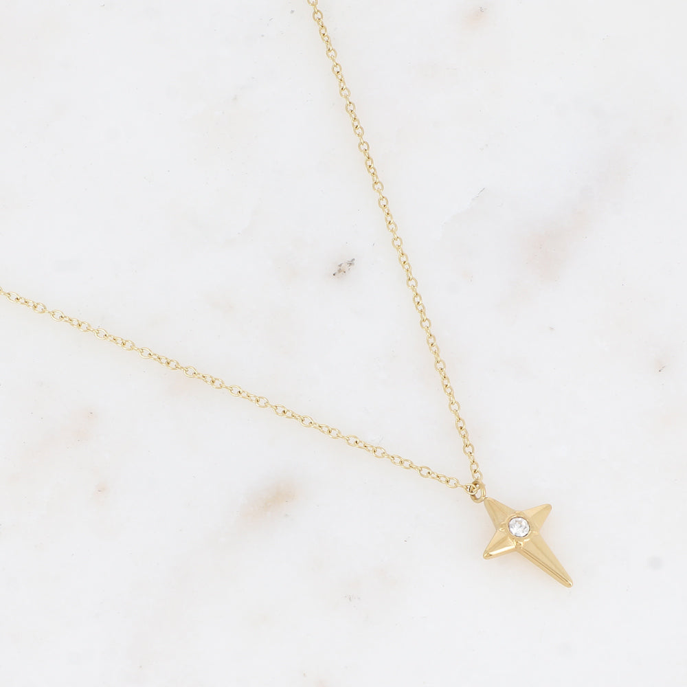 Collier avec étoile et oxyde de zirconium (40+5CM)