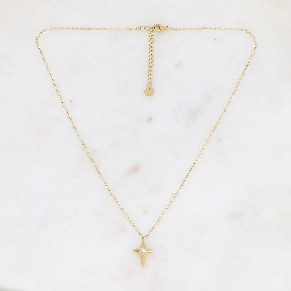 Collier avec étoile et oxyde de zirconium (40+5CM)