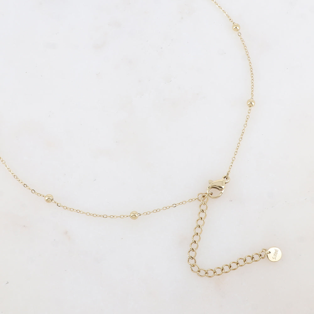 Sautoir avec pendentif en multi-anneaux et perle d'eau douce (85+5CM)