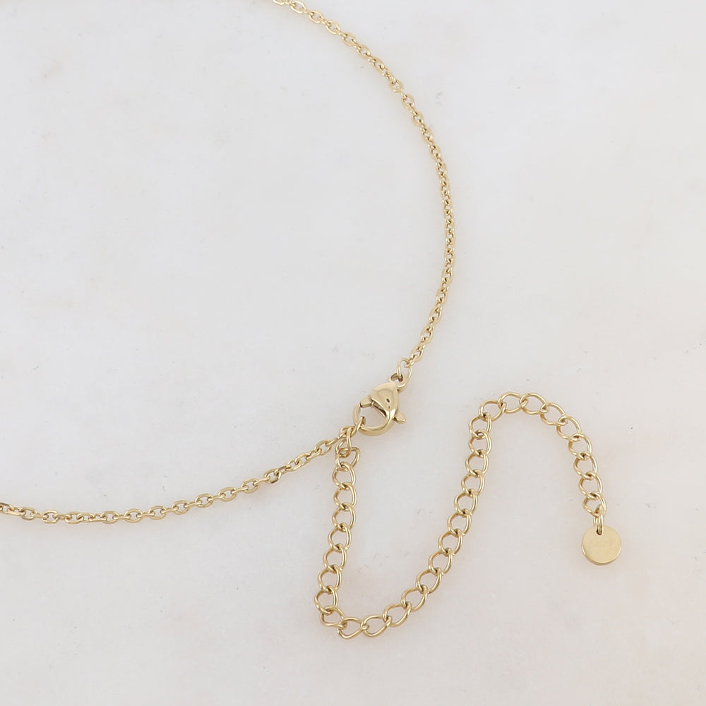 Collier avec pendentif géométrique ondulé et une perle d'eau douce (50+10CM)