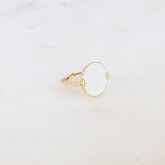 Bague fine avec l'émail - Blanc