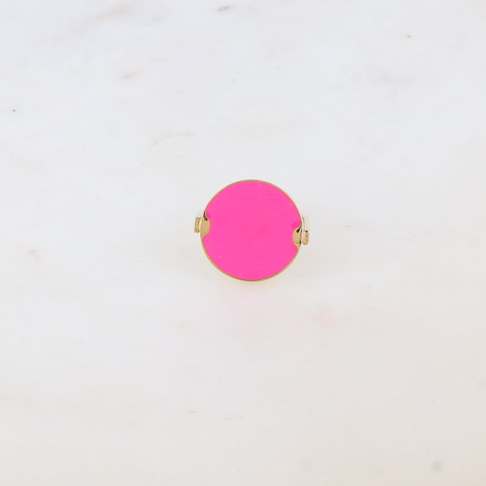 Bague fine avec l'émail - Fuschia