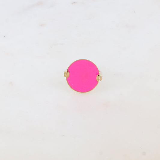 Bague fine avec l'émail - Fuschia