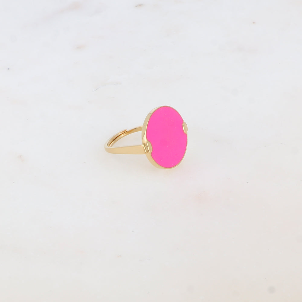 Bague fine avec l'émail - Fuschia