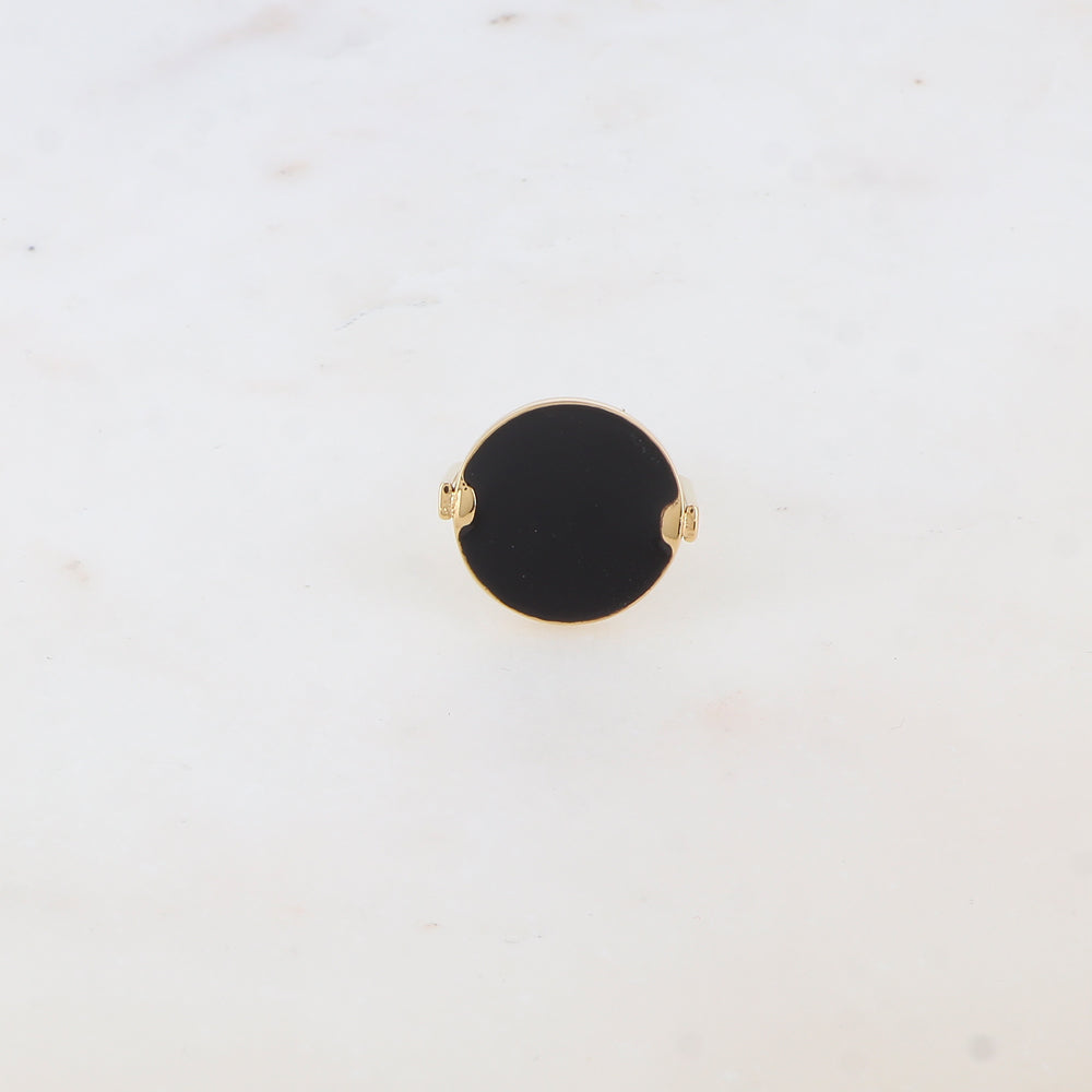 Bague fine avec l'émail - Noir