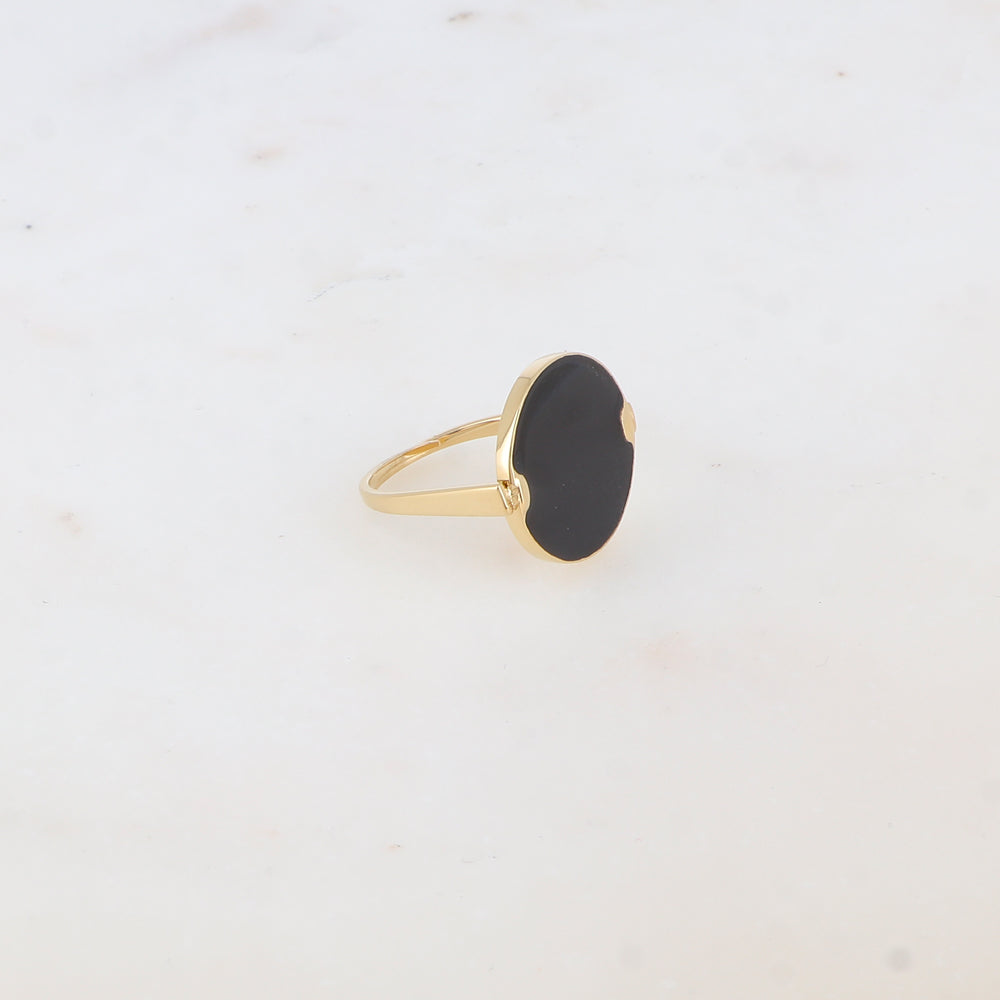 Bague fine avec l'émail - Noir