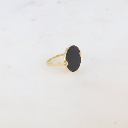 Bague fine avec l'émail - Noir